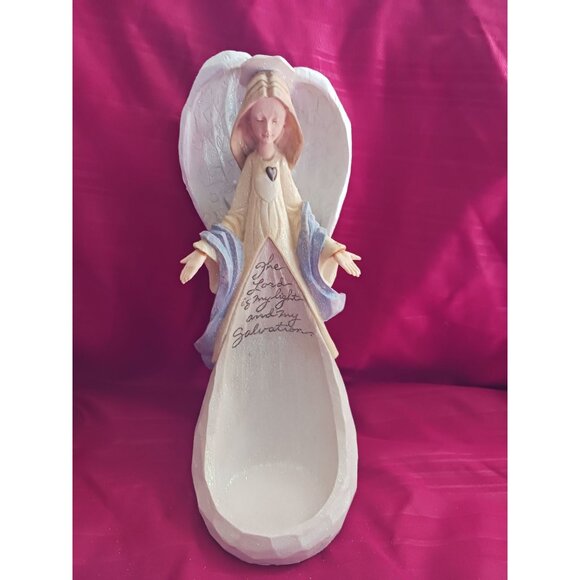 Enesco Foundations by Karen Hann Angel Figurine With Psalm 27:1 Verse Design - Picture 1 of 16